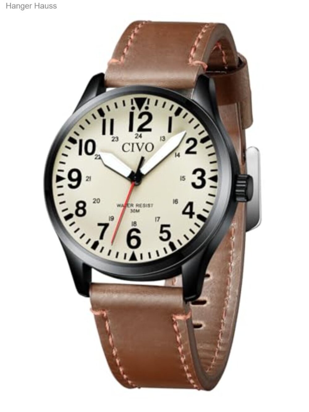 Military Watch Men Waterproof Analog Quartz Leather Strap Field Wrist Watch